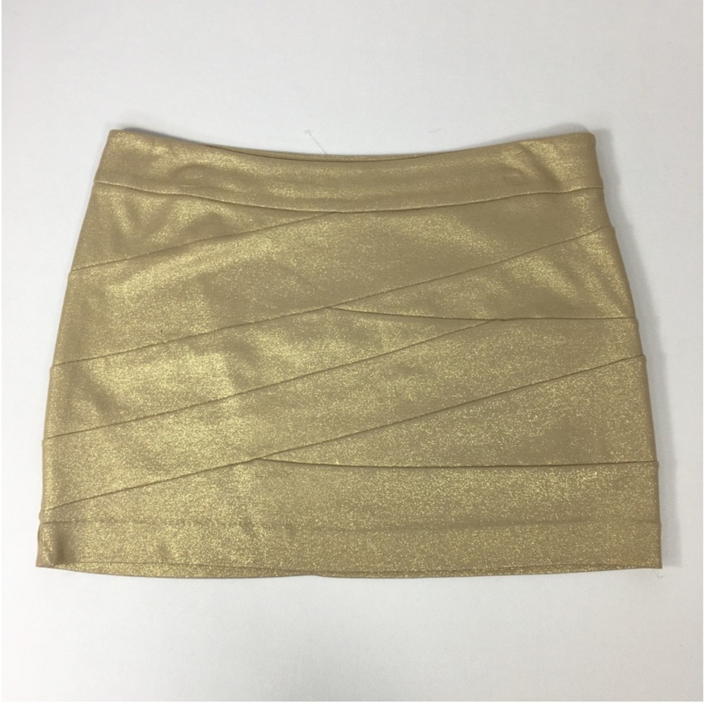 Express Gold Glitter Shimmer Mini Skirt Sz.12